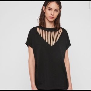 All Saints black tshirt with cutout details